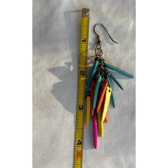 Ethnic Multicolor Boho Cord Necklace Colorful Beads Round Natural Stones 22” - Picture 8 of 16